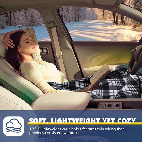 Heated Car Blanket DC12V-24V Electric Blanket for Car Camping, Portable Washable Heated Blanket with Timer, 3 Heat Settings, Heated Throw Blanket for Road Trip (Gray + Pillowcase) in Saudi Arabia