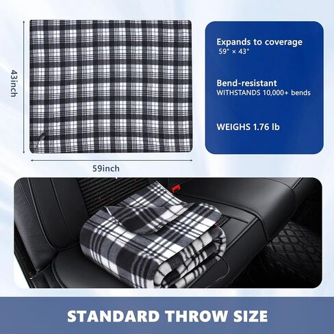 Heated Car Blanket DC12V-24V Electric Blanket for Car Camping, Portable Washable Heated Blanket with Timer, 3 Heat Settings, Heated Throw Blanket for Road Trip (Gray + Pillowcase) in Saudi Arabia
