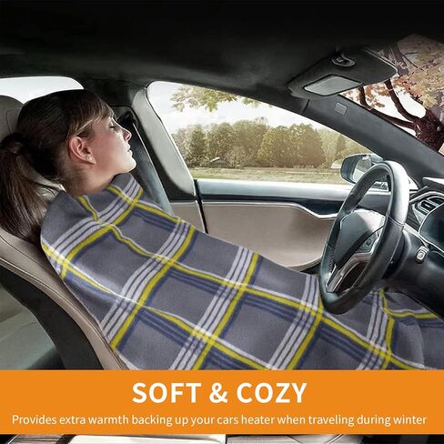 12V Electric Heated Blanket for Cars – Plaid Fleece with Timer & Heat Control, Faux Sherpa Lining (Nude Plaid) in Saudi Arabia