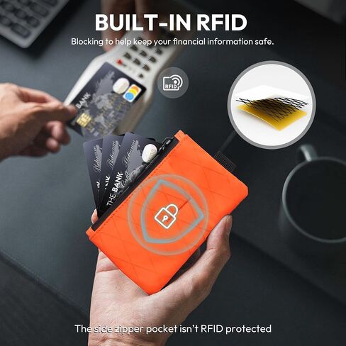 محفظة الحد الأدنى للرجال ، حظر RFID محفظة EDC zip ، قماش مقاوم للماء وفتحة متعددة الأدوات (يحمل 1-12 بطاقة) in Kuwait