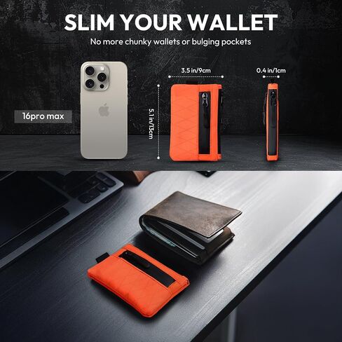 محفظة الحد الأدنى للرجال ، حظر RFID محفظة EDC zip ، قماش مقاوم للماء وفتحة متعددة الأدوات (يحمل 1-12 بطاقة) in Kuwait
