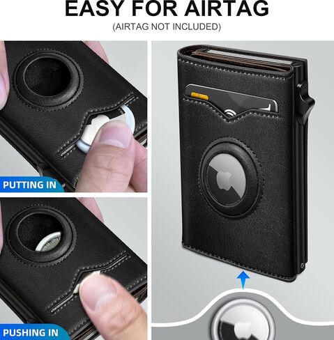 Airtag Wallet for Men,with Cash Pocket 2 ID Window 9-12 Cards,Metal Case Smart Slim Pop Up Credit Card Holder Flip with Magnetic Closure RFID Blocking Trifold wallet with Gift Box in Saudi Arabia