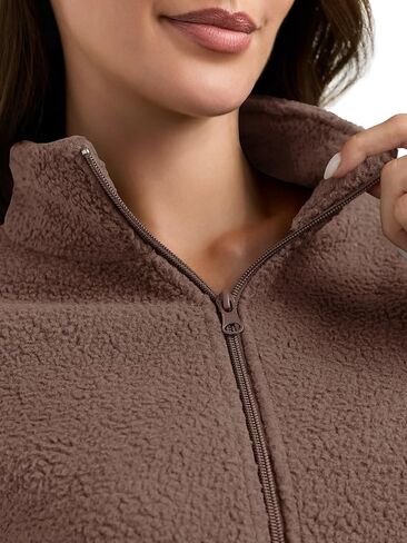 PINKMSTYLE Women Zip Up Fleece Sherpa Jacket Coat - Winter Warm Trendy Cropped Sweatshirt for Casual,Workout in Saudi Arabia