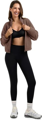 PINKMSTYLE Women Zip Up Fleece Sherpa Jacket Coat - Winter Warm Trendy Cropped Sweatshirt for Casual,Workout in Saudi Arabia