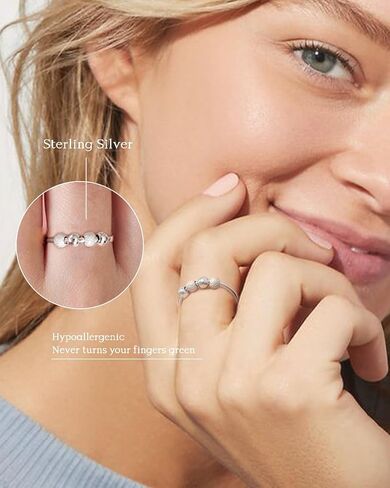 Anxiety Rings for Women 925 Sterling Silver Fidget Ring Adjustable Open Fidget Rings for Anxiety Stress Relief Ring Gifts in Saudi Arabia