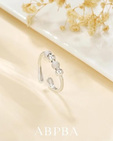 Anxiety Rings for Women 925 Sterling Silver Fidget Ring Adjustable Open Fidget Rings for Anxiety Stress Relief Ring Gifts in Saudi Arabia