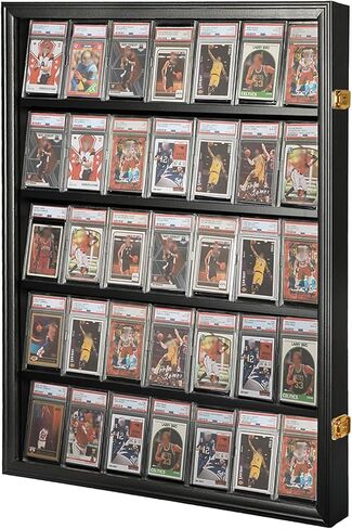 حافظة عرض بطاقات رياضية متدرجة - حافظة عرض بطاقة بيسبول 35 - إطار قابل للقفل لبطاقة التداول مع حماية من الأشعة فوق البنفسجية لبطاقات هوكي كرة القدم وكرة السلة، أسود in Kuwait