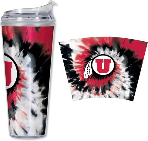 Rico Industries NCAA Ohio State Buckeyes Metallic Tie Dye 24oz Metallic Acrylic Tumbler with Hinged Lid, Officially Licensed Double Wall Tumbler with Straw in Saudi Arabia