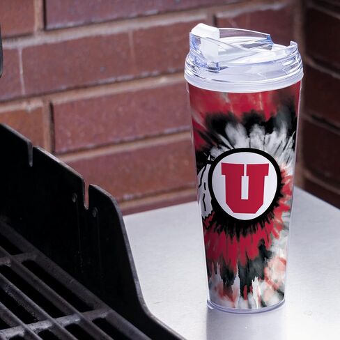 Rico Industries NCAA Ohio State Buckeyes Metallic Tie Dye 24oz Metallic Acrylic Tumbler with Hinged Lid, Officially Licensed Double Wall Tumbler with Straw in Saudi Arabia