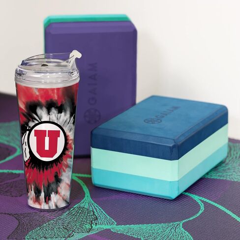 Rico Industries NCAA Ohio State Buckeyes Metallic Tie Dye 24oz Metallic Acrylic Tumbler with Hinged Lid, Officially Licensed Double Wall Tumbler with Straw in Saudi Arabia