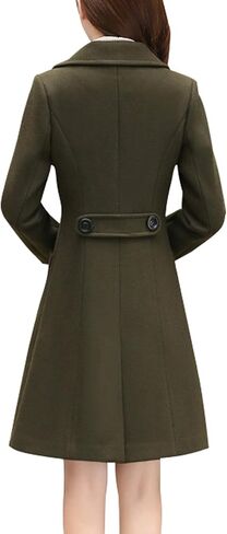 Ebossy Women's Woman Wool Blend Pea Coat Bea Beased Latched Frailted Winter Winter Dark Mid Long Overcoat in Saudi Arabia