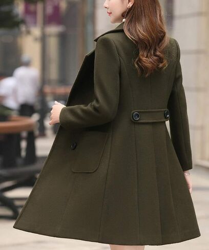 Ebossy Women's Woman Wool Blend Pea Coat Bea Beased Latched Frailted Winter Winter Dark Mid Long Overcoat in Saudi Arabia