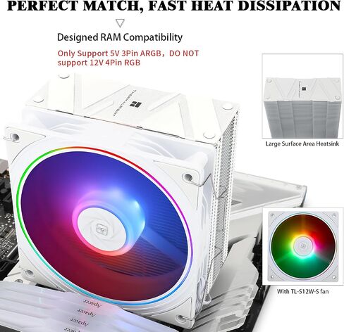Assassin Spirit 120 EVO CPU Cooler Air with 4×6mm HeatPipes, TL-S12-S PWM Fan Heatsink CPU Cooler,156mm High, for AMD:AM4 AM5/Intel 1700/1150/1151/1200,LGA17XX PC Cooler in Saudi Arabia
