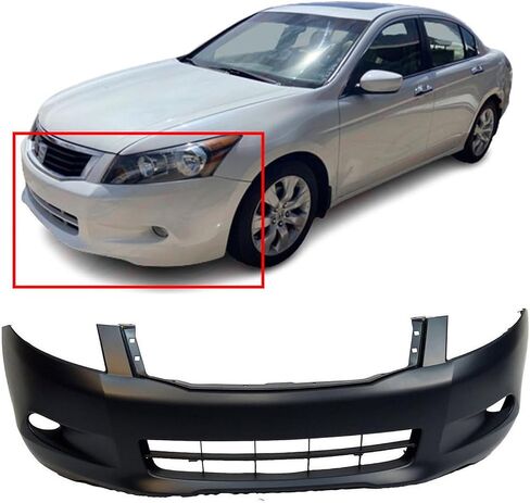 FitParts Compatible With Front Bumper Cover 2008 2009 2010 Honda Accord V6 EX-L EX Sedan 08-10. New, Primed and Ready for Paint. With Fog Light Holes. HO1000255 04711TA6A90ZZ in Saudi Arabia
