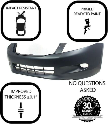 FitParts Compatible With Front Bumper Cover 2008 2009 2010 Honda Accord V6 EX-L EX Sedan 08-10. New, Primed and Ready for Paint. With Fog Light Holes. HO1000255 04711TA6A90ZZ in Saudi Arabia