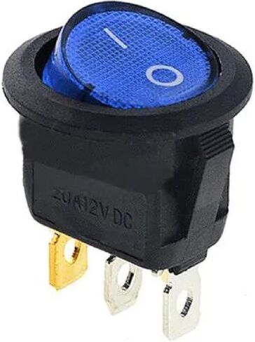 Round LED Rocker Switch, Green Illuminated, 3-Pin, 16A, 12V/220V AC DC Compatible, Black Housing, ON/Off Power Control (red 220V) in Saudi Arabia