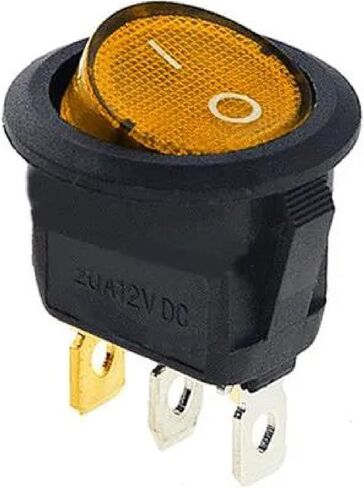 Round LED Rocker Switch, Green Illuminated, 3-Pin, 16A, 12V/220V AC DC Compatible, Black Housing, ON/Off Power Control (red 220V) in Saudi Arabia