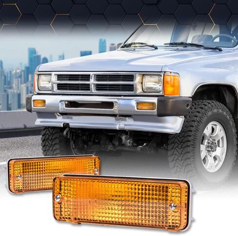 PIT66 Amber Front Pumper Turn Light Light متوافق مع Toyota Pickup 1984 1985 1986 1987 1988 السائق الأيسر والجانب الأيمن Amber Lens in Kuwait