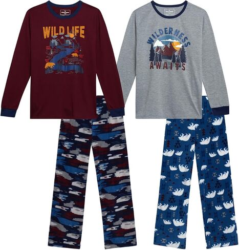 Eddie Bauer Boys 'Pajama Set - 4 قطعة مطابقة لفات بيجاما بيجاما وسروال بيجاما للأولاد (الأحجام: XS -L) in Saudi Arabia