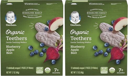 Gerber 2nd Foods Organic for Baby Teethers, Blueberry Apple Beet, 1.7 oz Box (12 Pack) in Kuwait