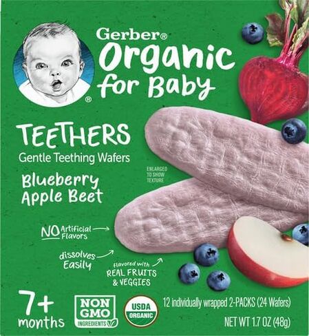 Gerber 2nd Foods Organic for Baby Teethers, Blueberry Apple Beet, 1.7 oz Box (12 Pack) in Kuwait