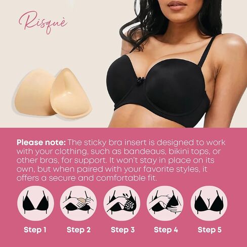 Size A Double Sided Sticky Bra Inserts Reusable | Push Up Lift Self-Adhesive Pads for Strapless, Bikini, Swimsuit, and Sports Bras | Comfortable, Invisible Support for a Natural Look | Long-Lasting in Kuwait