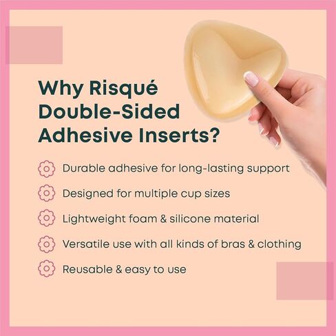 Size A Double Sided Sticky Bra Inserts Reusable | Push Up Lift Self-Adhesive Pads for Strapless, Bikini, Swimsuit, and Sports Bras | Comfortable, Invisible Support for a Natural Look | Long-Lasting in Kuwait