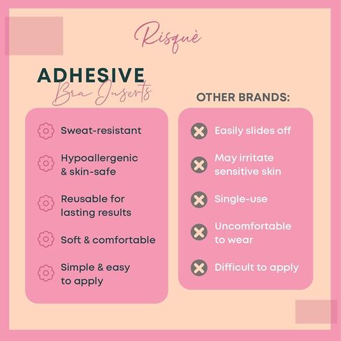 Size A Double Sided Sticky Bra Inserts Reusable | Push Up Lift Self-Adhesive Pads for Strapless, Bikini, Swimsuit, and Sports Bras | Comfortable, Invisible Support for a Natural Look | Long-Lasting in Kuwait