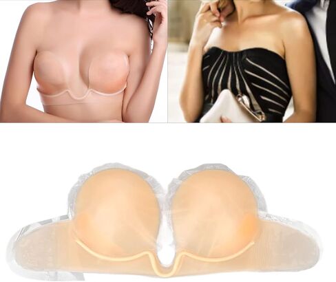ZJchao Invisible Silicone Strapless Bra, Seamless Reusable Adhesive Bra for Wedding Dresses Backless Dresses | Skin Support in Saudi Arabia