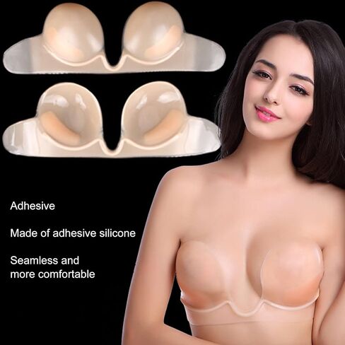 ZJchao Invisible Silicone Strapless Bra, Seamless Reusable Adhesive Bra for Wedding Dresses Backless Dresses | Skin Support in Saudi Arabia