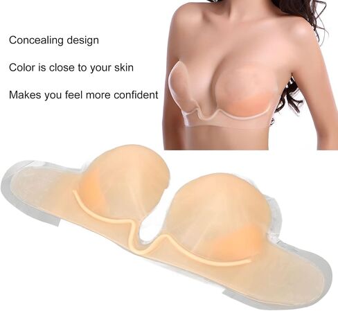 ZJchao Invisible Silicone Strapless Bra, Seamless Reusable Adhesive Bra for Wedding Dresses Backless Dresses | Skin Support in Saudi Arabia