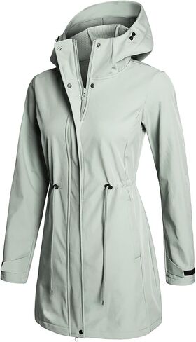 جاكيتات طويلة مضادة للماء من Gemese Women Waterproof Softshell مع غطاء الرياح المضاد للرياح in Saudi Arabia