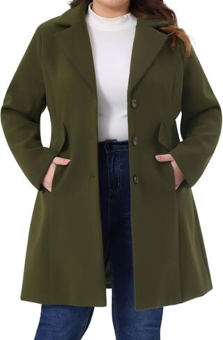 Agnes Orinda Plus Size Winter Coats for Women Mid Length Notch Lapel Single Breasted Pea Coat Jacket Trendy Dressy 2025 in Saudi Arabia