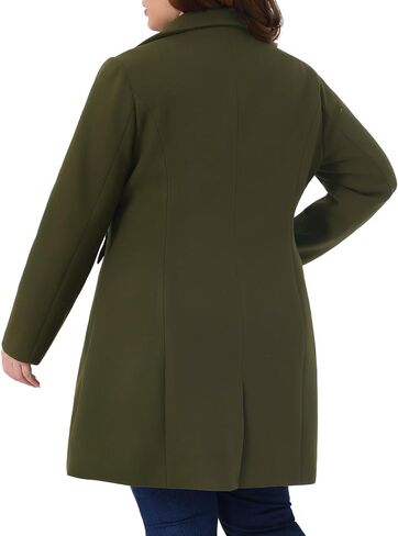 Agnes Orinda Plus Size Winter Coats for Women Mid Length Notch Lapel Single Breasted Pea Coat Jacket Trendy Dressy 2025 in Saudi Arabia