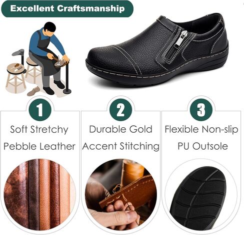 Women's Comfortable & Lightweight Leather Loafers Cute Slip On Dress Shoes for Women Business Casual Office Work Shoes Everyday Walking Flats in Saudi Arabia