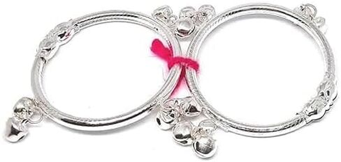 White Metal PLain Kada Pair Nazariya Nazarbattu Bachon Ke Liye Nazar Battu churi Plain Kada (Pair) Churi Bangle Churiyan Bangles. in Saudi Arabia