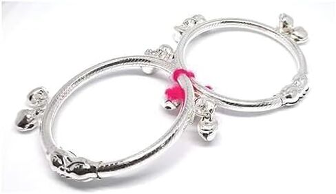 White Metal PLain Kada Pair Nazariya Nazarbattu Bachon Ke Liye Nazar Battu churi Plain Kada (Pair) Churi Bangle Churiyan Bangles. in Saudi Arabia