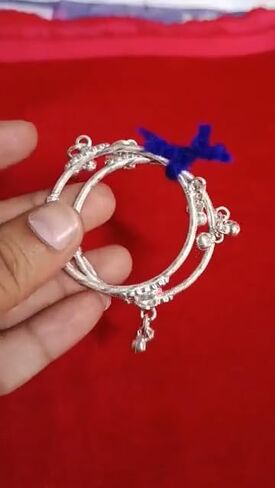 White Metal PLain Kada Pair Nazariya Nazarbattu Bachon Ke Liye Nazar Battu churi Plain Kada (Pair) Churi Bangle Churiyan Bangles. in Saudi Arabia