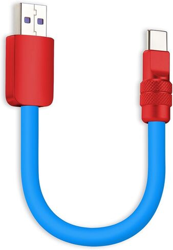 chubbycable Color Block Chubby Power Bank Friendly Cable Short USB C Cable Ultra-Thick Silicone Fast Charging Cord for Phone Computer Tablet, Yellow+Green, Type-C to Type-C, 0.82FT in Saudi Arabia