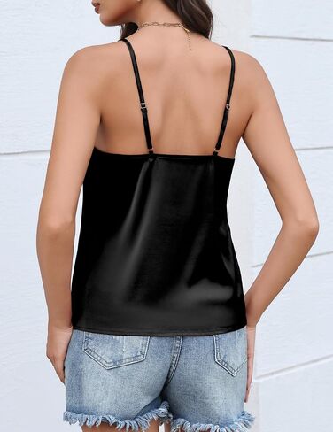 Avidlove Womens Silk Satin Tank Tops Mesh v Neck Camisole القابلة للتعديل مع Spaghetti Summer Summer Cami Tank Shirt in Saudi Arabia