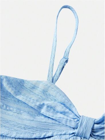SHENHE Girl's Bow Camisole Spaghetti Strap Smocked Ruffle Flowy Babydoll Tank Cute Summer Top in Saudi Arabia