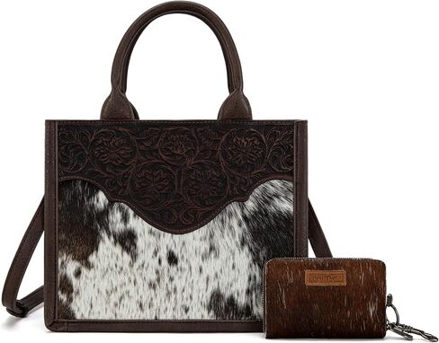 Western Tote Bag Hair On Cowhide Floral Tooled handbag in Saudi Arabia
