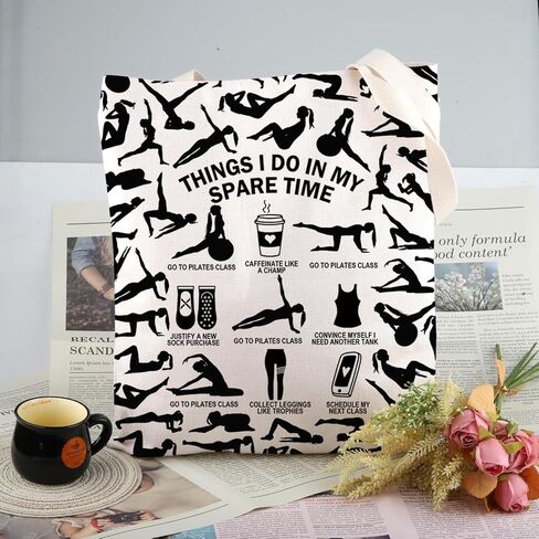 VAMSII Pilates Teacher Appreciation Gift Pilates Time Tote Bag Pilates Instructor Handbag Pilates Merch in Saudi Arabia