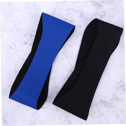 Vicasky 2pcs قابلة للتعديل مقاوم للماء عقال السباحة للأطفال والبالغين حجم الشعر المرن للغطس واليوغا الأسود والأزرق الداكن in Kuwait