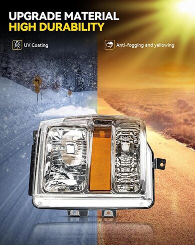PHILTOP Headlight Assembly, Chrome Headlights Replacement Compatible with 2008-2010 Ford F250 F350 F450 Super Duty Amber Reflector Clear Lens Color in Saudi Arabia