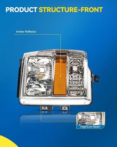 PHILTOP Headlight Assembly, Chrome Headlights Replacement Compatible with 2008-2010 Ford F250 F350 F450 Super Duty Amber Reflector Clear Lens Color in Saudi Arabia