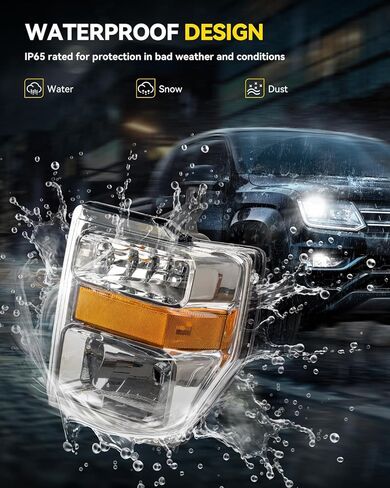 PHILTOP Headlight Assembly, Chrome Headlights Replacement Compatible with 2008-2010 Ford F250 F350 F450 Super Duty Amber Reflector Clear Lens Color in Saudi Arabia