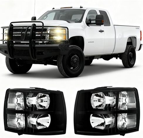 PHILTOP Headlight Assembly, Chrome Headlights Replacement Compatible with 2008-2010 Ford F250 F350 F450 Super Duty Amber Reflector Clear Lens Color in Saudi Arabia