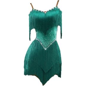 Women's Latin Competition Dress Practice Wear Short Skirt Stage Costume Performance Party Outfit in Kuwait