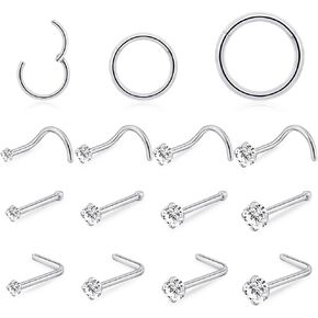 الفولاذ المقاوم للصدأ 20G 18G حلقات الأنف طوق وأزرار الأنف مجموعات مجوهرات الثقوب للنساء والرجال يتوقفون عن قطاع أنف حلقات الأنف طوق حلزوني ديث تراغوس نائم in Kuwait